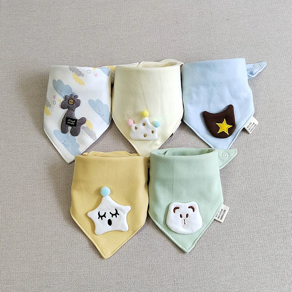 5Pieces/Lot Baby Girl Bib Cotton Triangle Infant Feeding Burp Cloth Teething Drool Boy Bib Newborn Accessories 3
