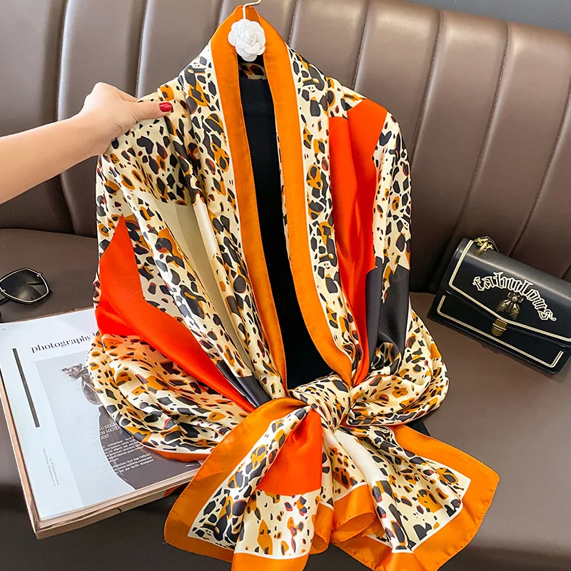

The Four Seasons Design Scarves Luxury Style Sunscreen Shawls Women 180X90CM Square Silk Scarf Popular 2023 New Beach Bandanna