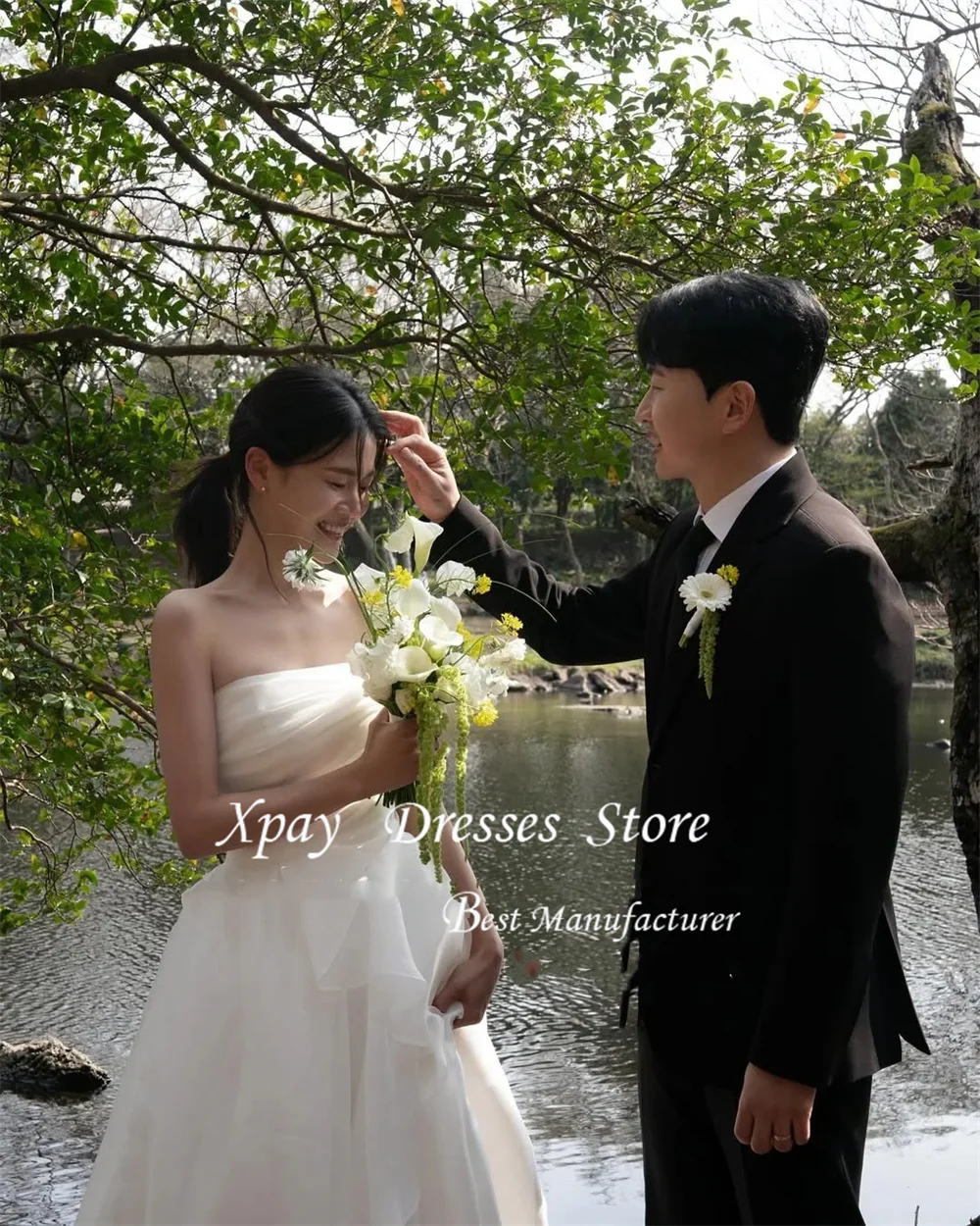 XPAY Elegant Wedding Dresses Korean Customized Corset/Zipper Back Organza Wedding Dresses Reception Dress Bridal Gown 웨딩드레스