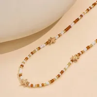 Collier bohème avec pendentif étoile de mer pour femmes, perles de riz, fait à la main, Imitation de perles colorées, ras du cou, bijoux de plage d'été 5