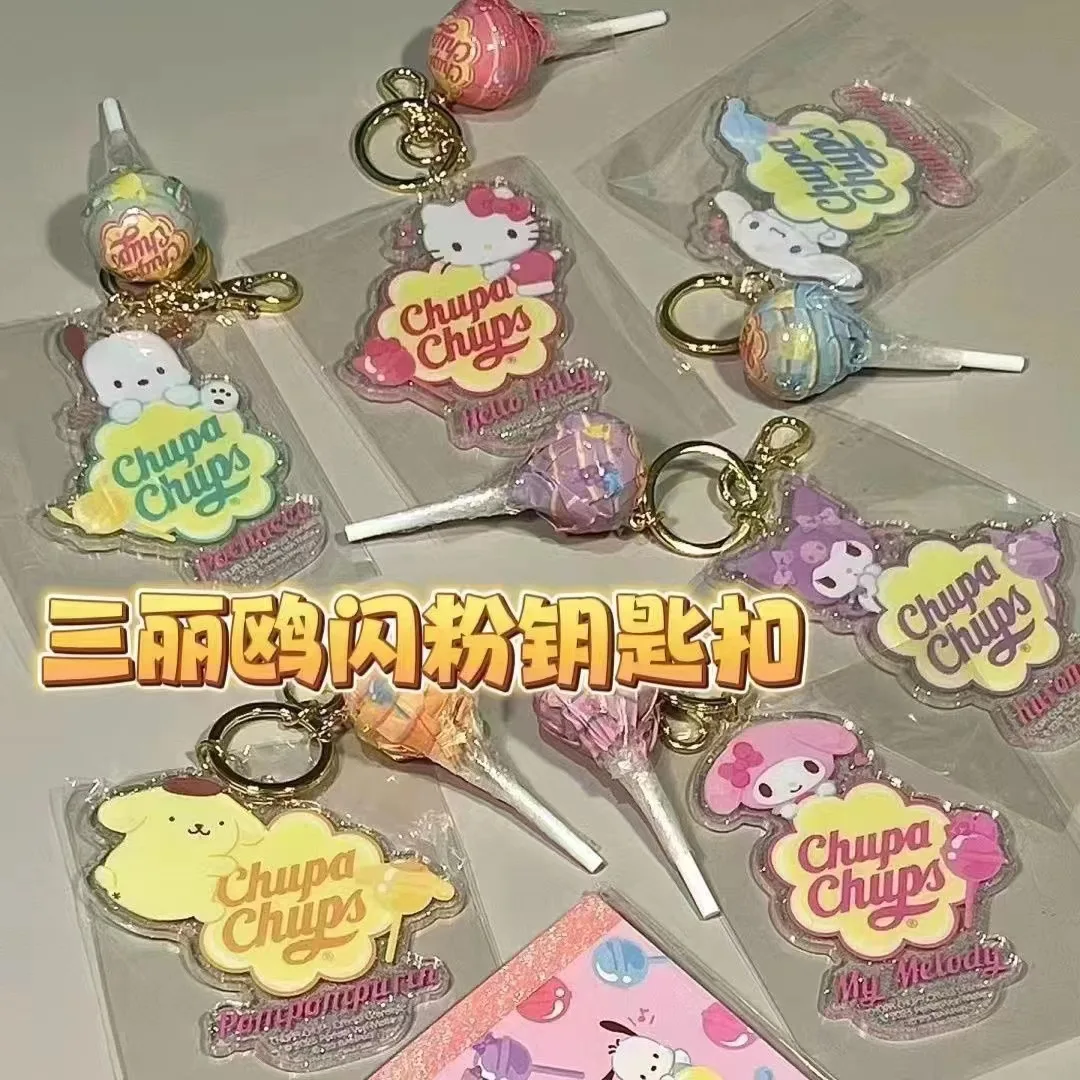 

Lovely Sanrio Hello Kitty My Melody Bling Bling Acrylic Keychain Pendant Cartoon Cinnamoroll Keyring Girls Birthday Gift