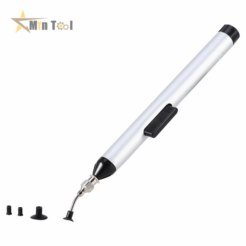 

Vacuum Sucking Pen Suction Remover Sucker Pump IC SMD Tweezers Pick Up Tool Solder Tool Desolder with 3 Suction Header Hand Tool