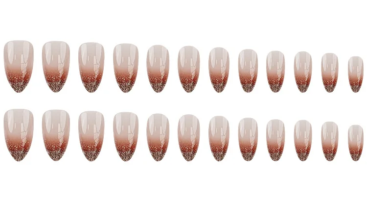 Description Picture 6 of item24Pcs Almond Fake Nails with Shimmery Powder Simple Nail Art Ombre French Full Cover Wearable Nail Manicure Tips for Girls Daily