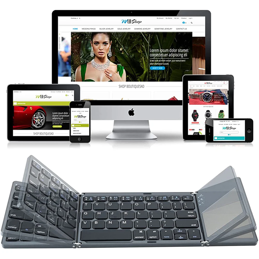 Tastiera Portatile Senza Fili Mini Tre Tastiera Pieghevole Bluetooth Tastiera Touchpad Pieghevole Per Ios Android Windows Ipad Tablet