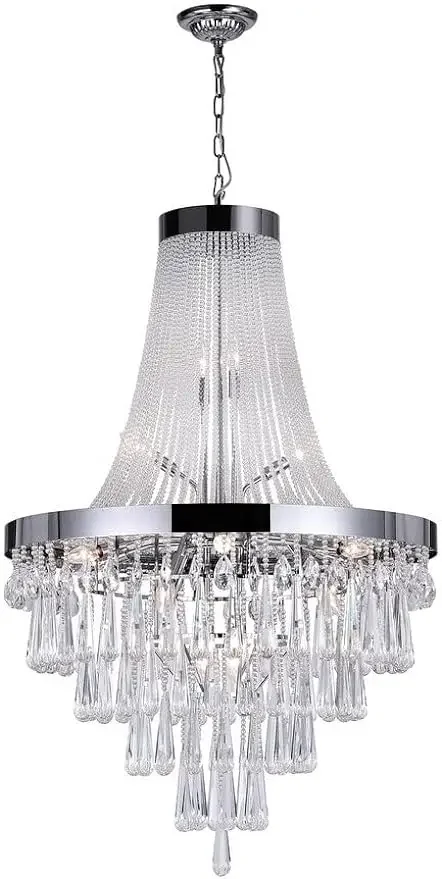 

Lighting Clear 17 Light Chandelier Vast Chrome Size Modern Contemporary Crystal Dimmable