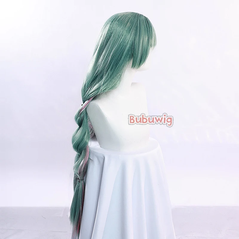 Bubuwig Synthetic Hair Phrolova Cosplay Wigs Game Wuthering Waves Phrolova 80cm Green Mixed Pink Braided Cos Wig Heat Resistant