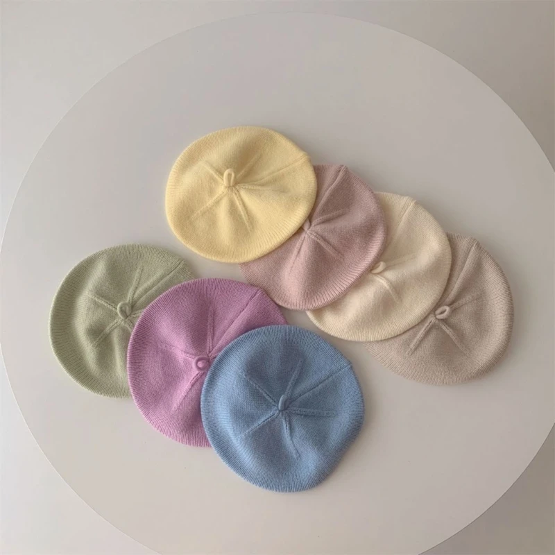 

Fashion Autumn Winter Baby Berets Princess Baby Girls Painter Hat Solid Color Warm Beanie Cap Classical French Beret for 6-36M
