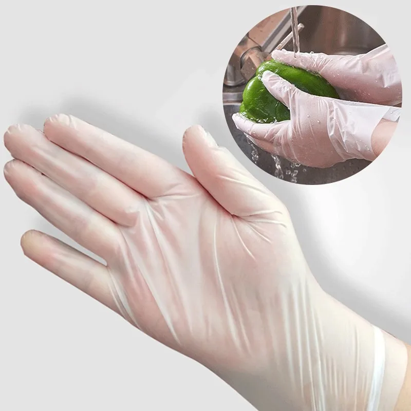 Gant TPE transparent, fin et sans latex, adapté aux mains sensibles.