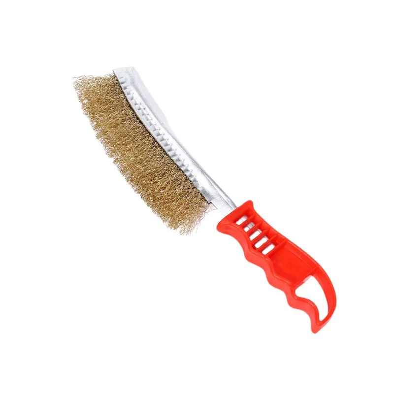 Multi-function Tool Wire Brush Copper Plated Stainless Steel Brush 1PCS Long Handle Kitchen Grill Special Plate Rust Removal