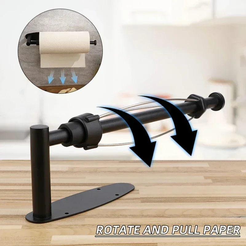 Paper Towel Holder Paper Towel Rack Single Hand Operable Wall Mount Under Cabinet with Damping Effect