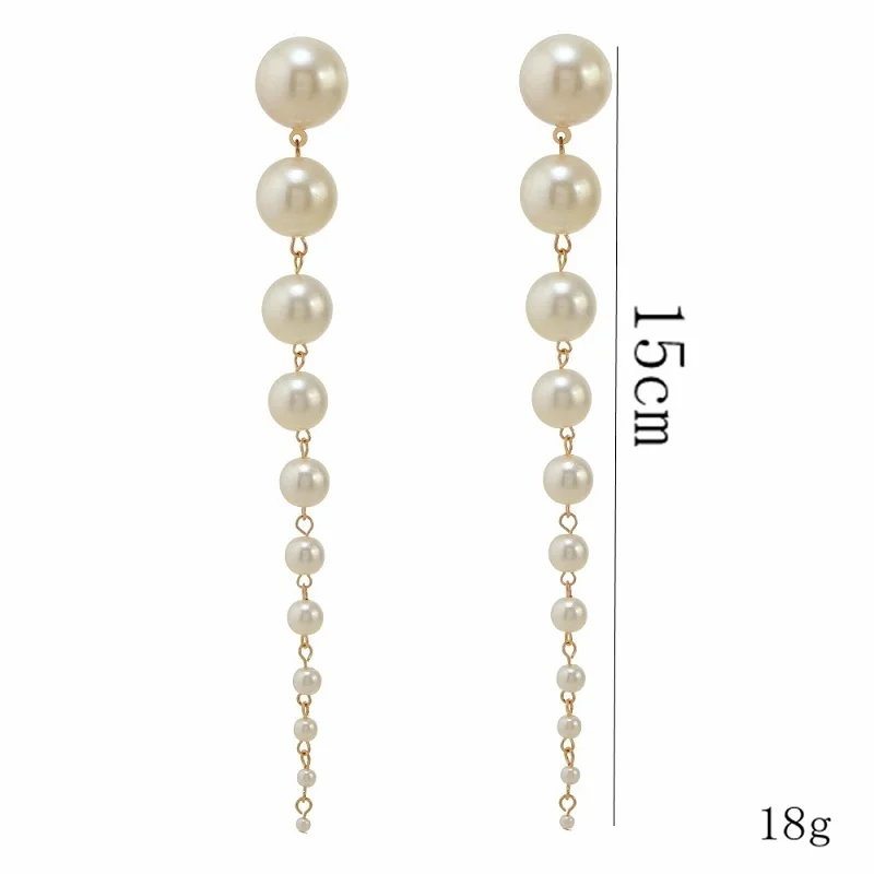 Fashion Elegant Gradient Handmade Simulated Pearl Tassel Long Dangle Earrings For Women Party Jewelry Accessories Fashion Elegant Gradient Handmade Simulated Pearl Tassel Long Dangle Earrings For Women Party Jewelry Accessories