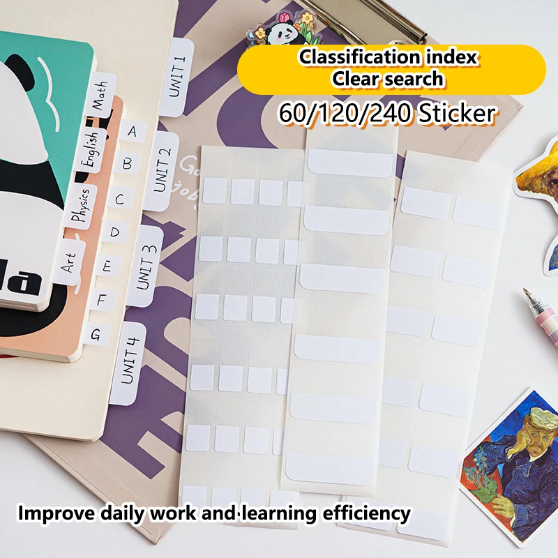 

60/120/240 шт. белые липкие индексные язычки, заметки, запоминающие маркеры для блокнотов, стикеры для классификации страниц, канцелярские принадлежности для школы и офиса
