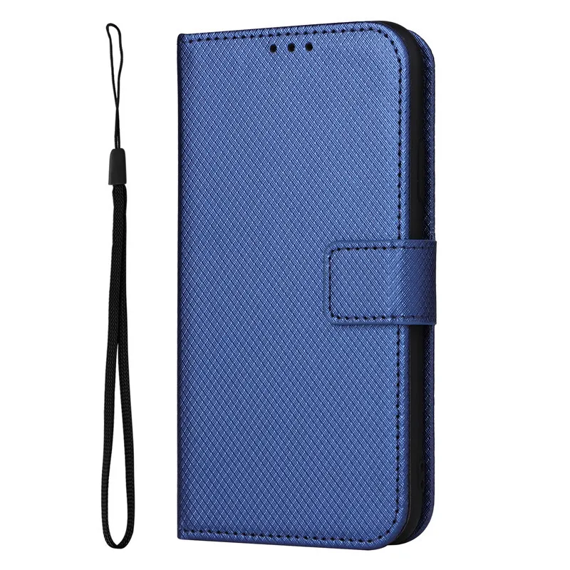 Diamond Leather Wristlet Wallet Case with 3 Card Slots and Wrist Strap - Flip Cover Design