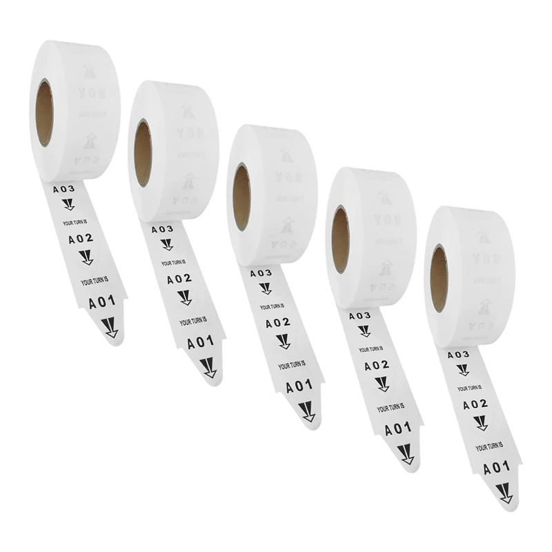 2-Digit Take-A-Number Tickets Turn-O-Matic-3000 Tickets/Roll For K-T Ticket Dispenser 6 Groups Queue Number From A01-E99 White