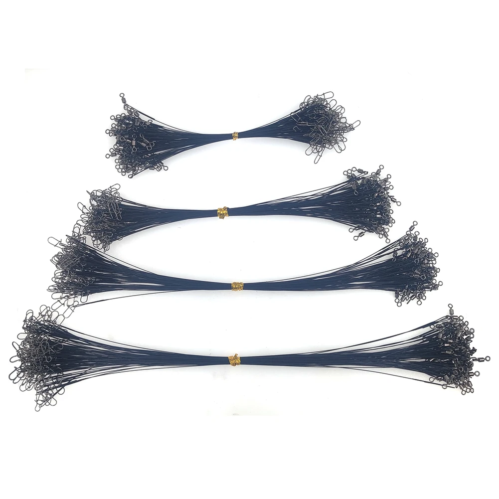 25pcs 리더 와이어 낚시 가죽 끈 낚시 라인 15cm 20cm 25cm 30cm 회전 스냅 잉어 낚시 액세서리와 안티 물린 와이어 라인