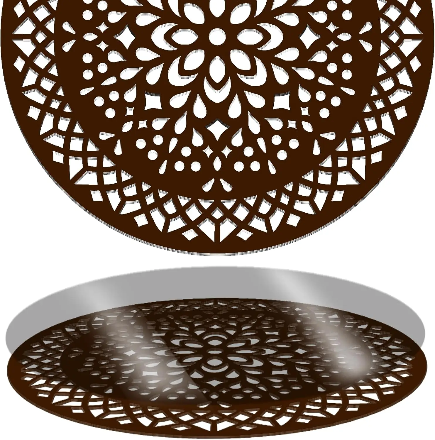 Round Brown Table Decorative Tray for Coffee Table Wood Serving Tray Boho for Bedroom Small Round Kitchen Counter