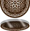 Round Brown Table Decorative Tray for Coffee Table Wood Serving Tray Boho Tray for Bedroom Small Round Tray for Kitchen Counter 6