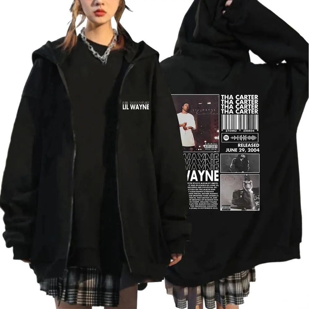 

Rapper Lil Wayne Tha Carter Graphic Zipper Hoodie Men Women Fashion Hip Hop Hooded Tracksuit Men's Vintage Oversized Zip Hoodies