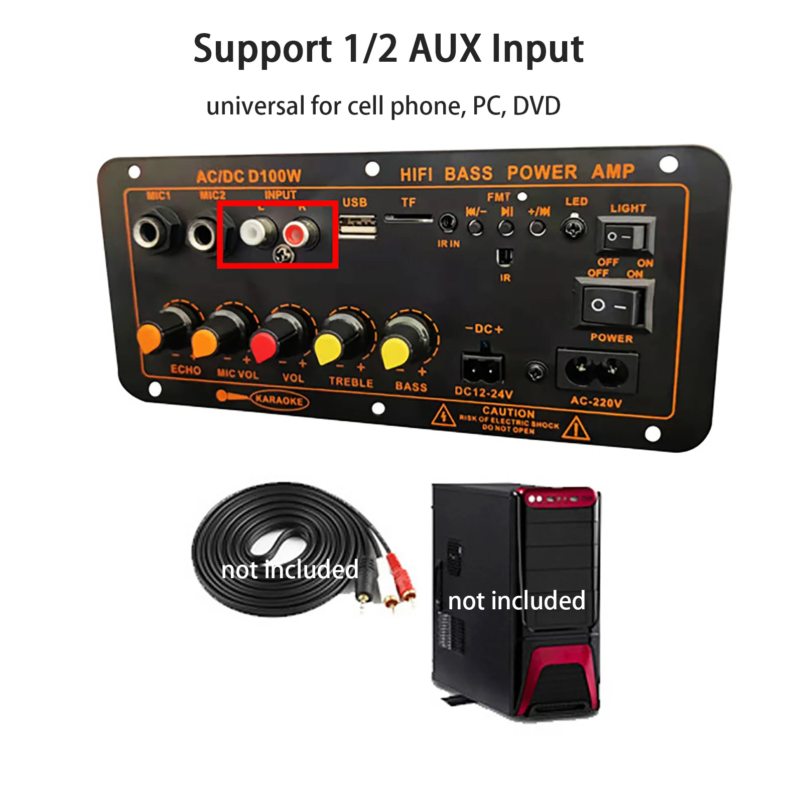 D100 Bluetooth Amplifier Board Rated 100W Max 300W Karaoke Audio Speaker Subwoofer Bass Hifi Amplificador Board 220V EU