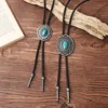 Bolo Tie Adjustable Vintage Sweater Chain Leather High-end Metal Petal Oil Painting Personalized Pendants Necklace Jewelry 1