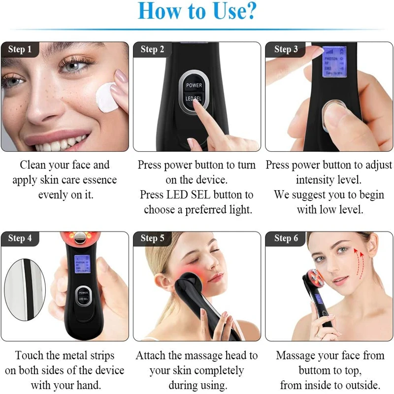 5 Color Light Base beauty device Face and neck massager with vibration and heat function portable electric facial massager