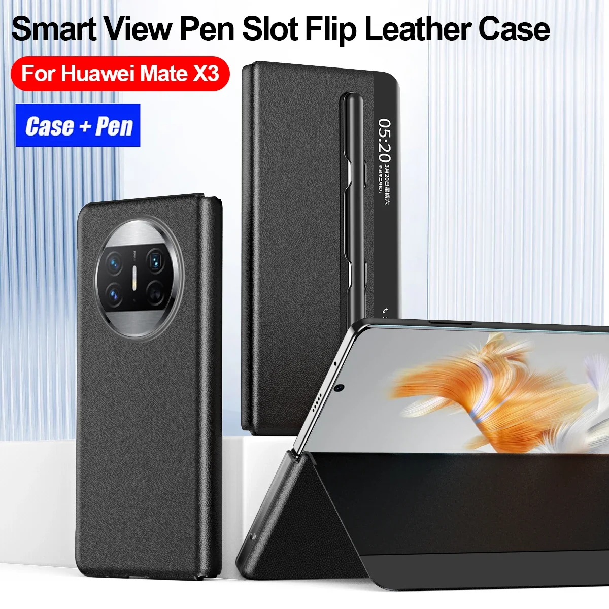 

Флип-чехол с сенсорным перьевым слотом для Huawei Mate X3 X5, кожаный чехол для Smart View Windows, защитный чехол для Huawei Mate X5