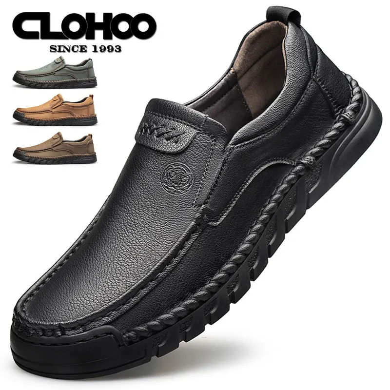 

Мужские повседневные туфли CLOHOO из искусственной кожи на резиновой подошве, удобная и дышащая обувь, мужские деловые кожаные туфли