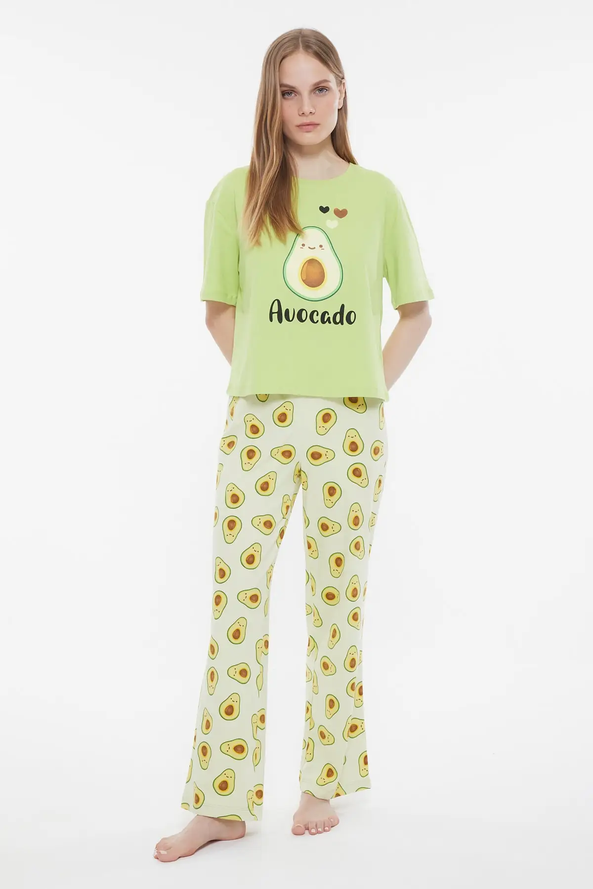 Trendyol Avocado Printed Knitted Pajamas Set THMSS21PT0905 soft cotton pyjamas