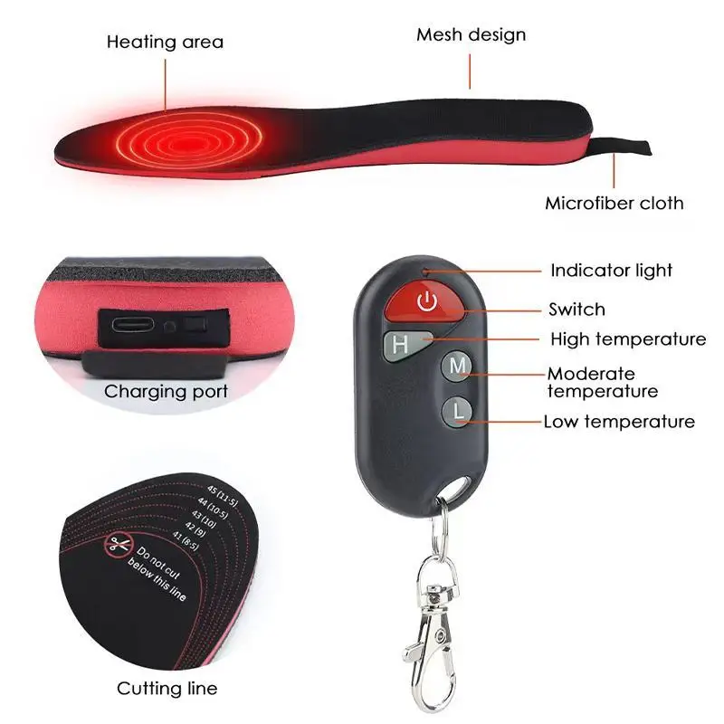 USB Heated Shoe Insoles Rechargeable Electric Foot Warming Pad Feet Warmer Sock Pad Mat Winter Outdoor Sports Heating Insole heated shoe insoles