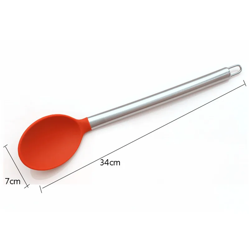 Silicone Food Grade Salad Spoon, Soup Spoon, Colander Kitchen Accessories, Cooking Utensil, Kitchen Gadget, Stainless Steel Hand