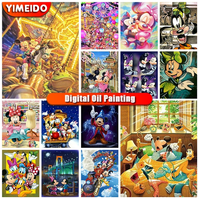 Disney Oil Painting By Number Mickey Mouse Minnie Paint By Numbers On  Canvas Cartoon Coloring By Numbers Acrylic Home Decoration - AliExpress