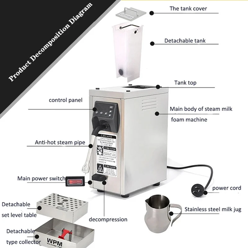 

Automatic Water Boiling Machine Steam Milk Frother Milk Tea Shop Equipment Multi-Function Milk Foam Machine