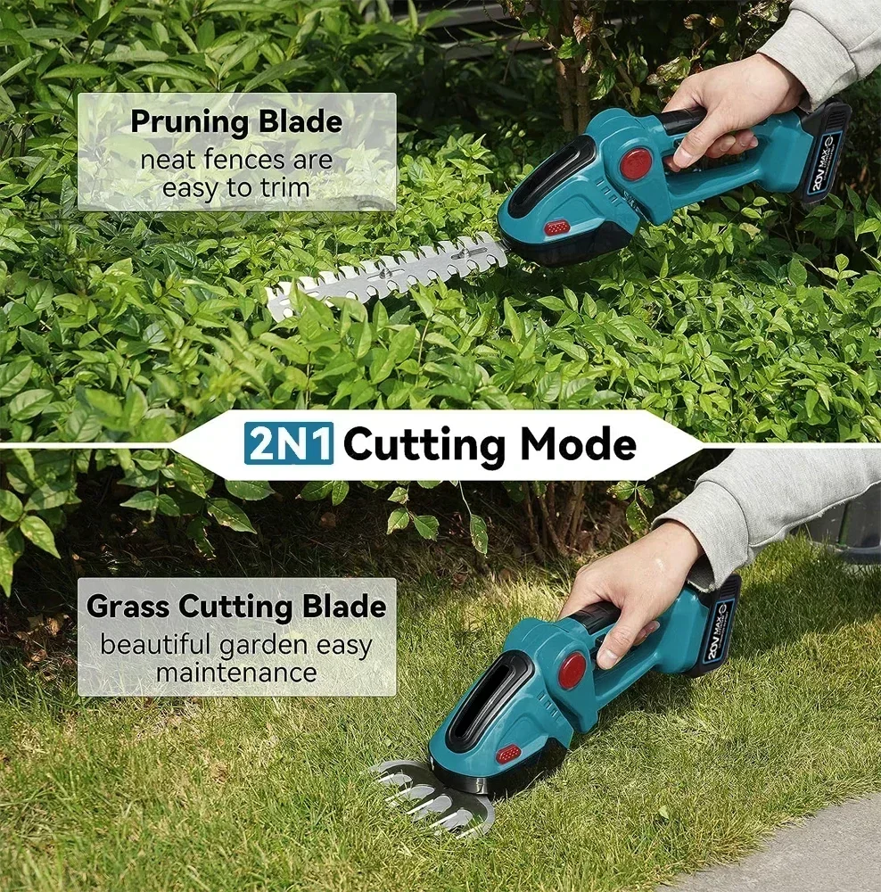 2 IN1 Electric Hedge Trimmer Pruning Saw Cordless Handheld Weeding Pruning Shear Shrub Mower Garden Tool For Makita 18V Battery 4