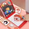 Wooden Jigsaw Magnetic Blocks Puzzle Book Board with Cards Face Change Clothing Change Marine Life Kids 3D Puzzle Toys Gifts 3
