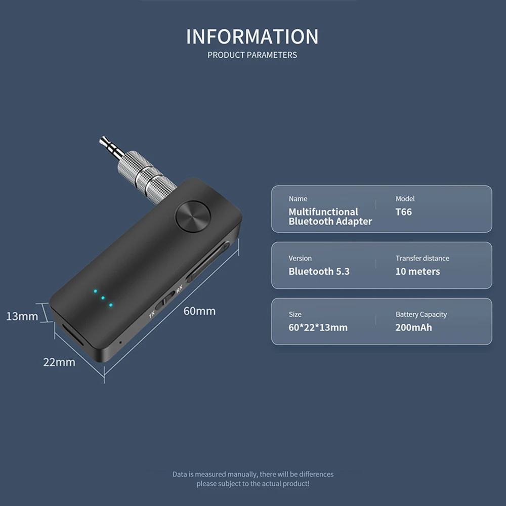 Car Bluetooth 5.3 Wireless Adapter Transmitter Receiver 2 in1 3.5mm Audio AUX Adapter For Car Audio Music Aux Handsfree Headse