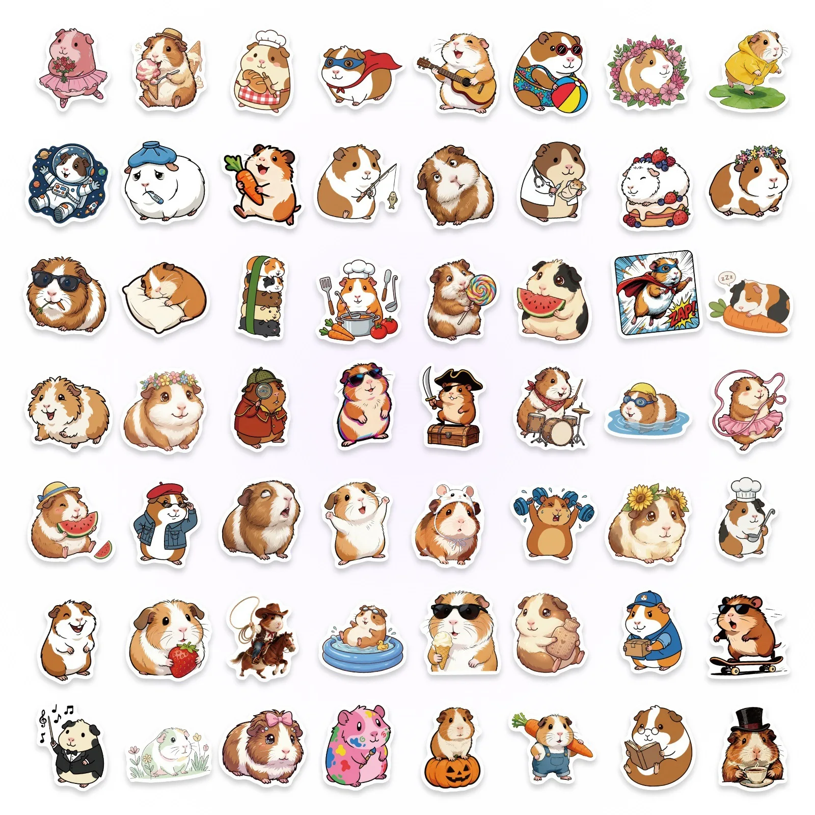 56/112 Pcs 귀여운 기니피그 동물 스티커 헬멧 스케이트 컵 노트북 책상 문구 상자 용 스크랩북 이동식 데칼