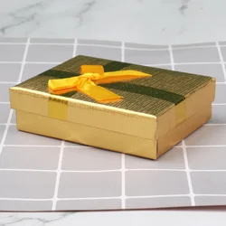12-Piece Elegant Cardboard Jewelry Gift Box Set with Bow and Cushion - 12pcs (Gold)