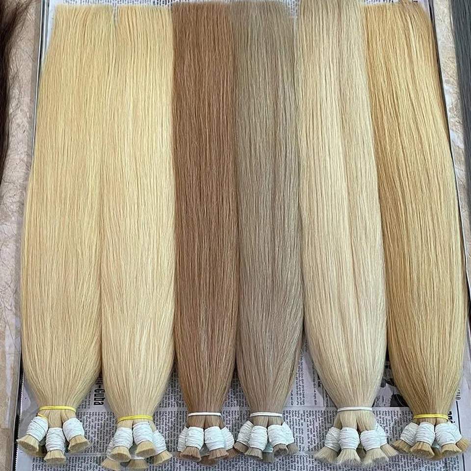 No Weft Straight Bulk Braiding Hair 100% Brazilian Virgin Remy Human Hair Extensions 50g 100g Blonde 1B Color Natural Hairpiece 2