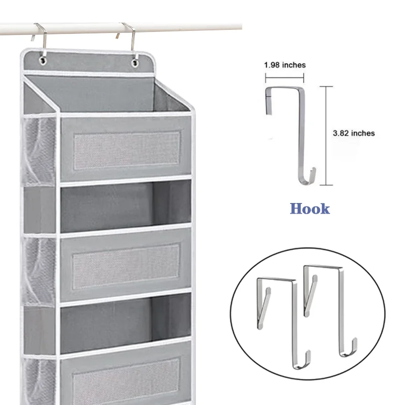 5-Shelf Hanging Bag Storage Organizer Over Door Anti-Tilt Toy Storage Space Saving for Bedroom Bathroom Closet Home Organization
