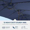 Double Sided Patio Umbrellas - 15ft Solar Lights LED Lighted Outdoor Extra Large Market Table Umbrella with Base Included, Overs 6