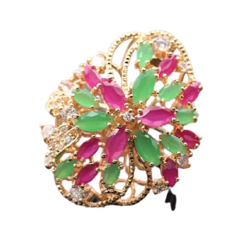 Jewelry classic Enamel Flower Cubic Zirconia Ring promotion elegant fashion crystal engagement ring