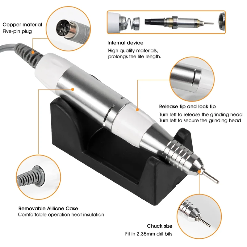 35000 RPM Electric Nail Polishing Machine Professional Manicure Drill Machine Set Pedicure Accessory Kit Nail Art Equipment Tool
