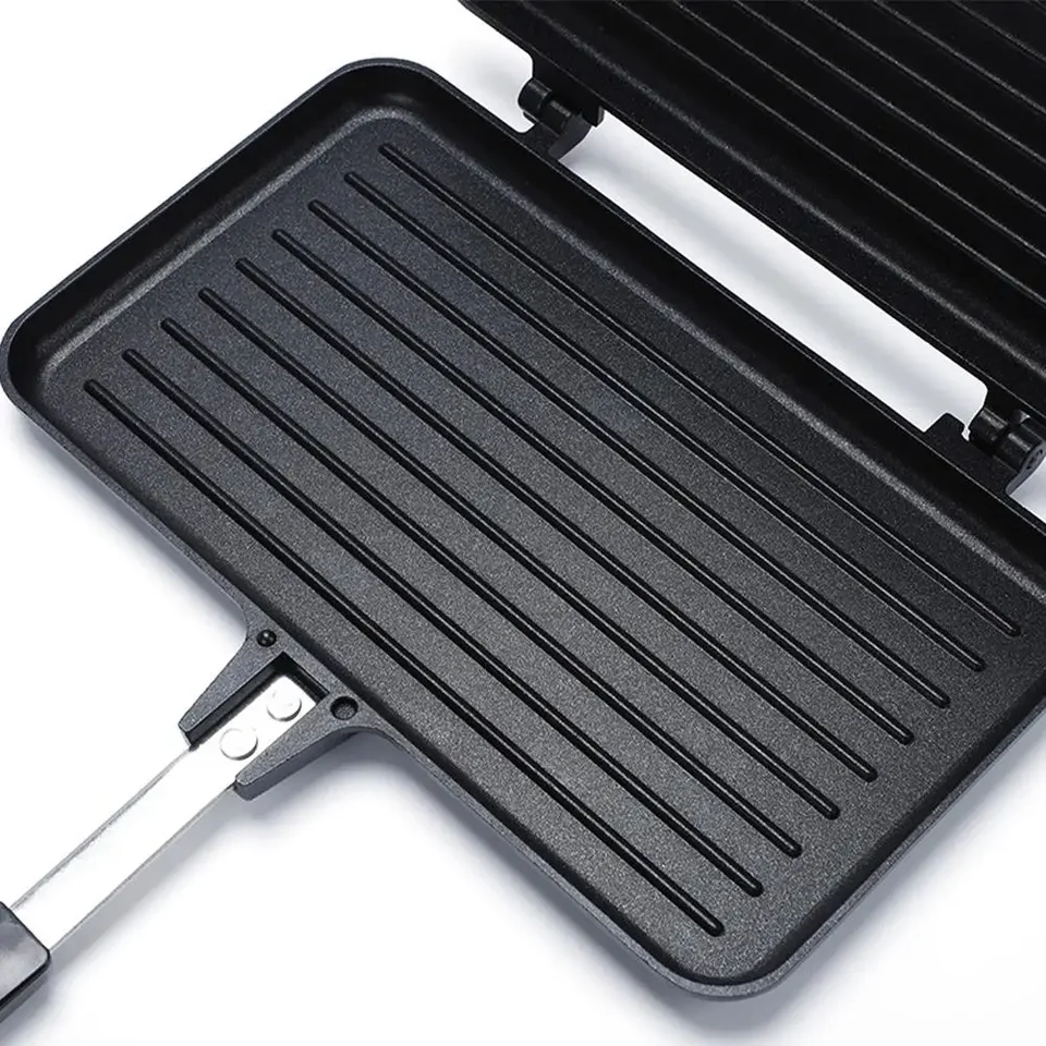 Padella Antiaderente A Doppia Faccia Jadpes – Per Waffle, Toast E Panini, Cottura Veloce In Alluminio, Con Manico Sospendibile, 34,5 Cm
