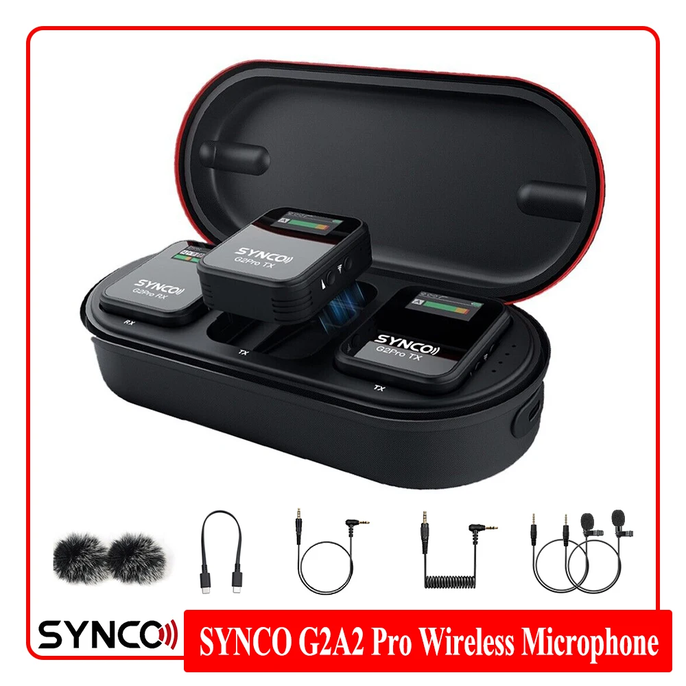 

SYNCO G2 A2 Pro 2.4G Wireless Lavalier Microphone for YouTube Smartphone Camera Professional Recording Vlogging Streaming Tiktok