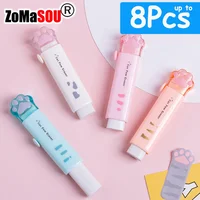 1-8Pcs New! Kawaii Cat Paw Rubber Erasers Retractable Pencil Eraser for Kids Students School Home Office Writing Drawing 1