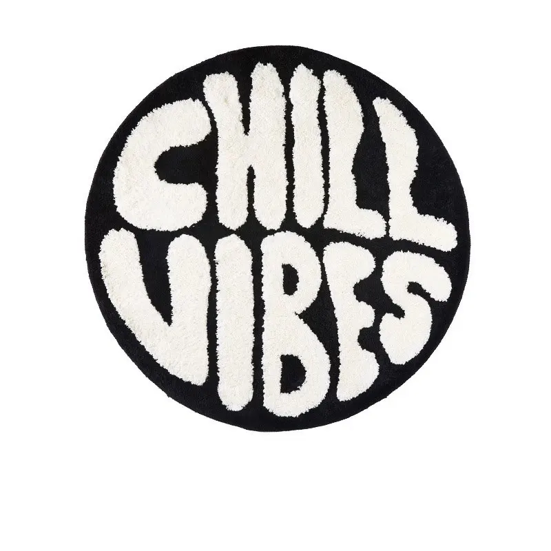 שחור לבן עגול עגול לבן חדר שינה שטיח שטיח רך מכתבים רכים רכים רכים רכים מחצלת ליד המיטה משטח משטח החלקה אסתטי