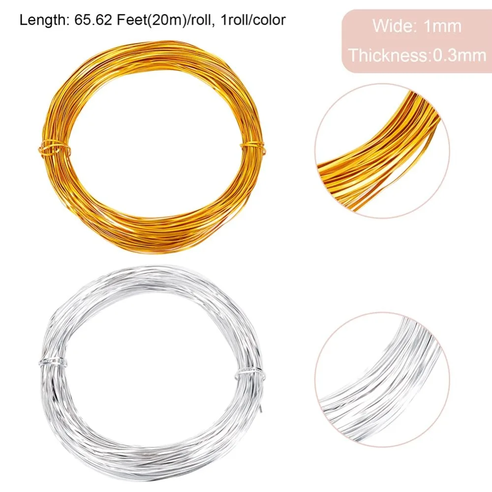 Flat Aluminium Wire 40mm 18ft/1m Gold Silver Cloisonn&eacute; Enamel Wire Thickness For DIY Jewellery Making