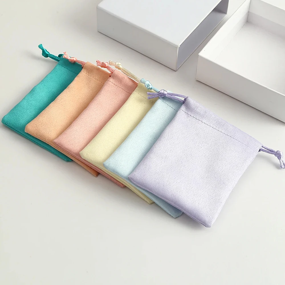 50 Stück schöne Flanell-Schmuckbeutel mit Kordelzug, Samt, Business-Verpackungsbeutel, Ring, Ohrring, Hochzeitsgeschenk, Aufbewahrung, personalisierter Sack – Detail 8