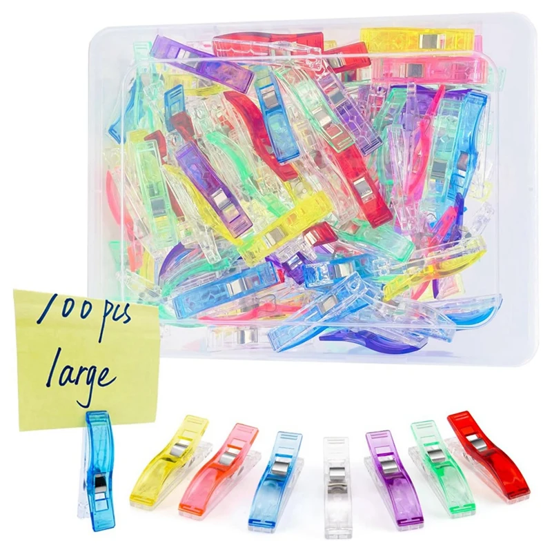 100 Piece Large Sewing Clips Fabric Clips Sewing Notions Plastic For Quilting Supplies Crafting Tools Jumbo Quilt