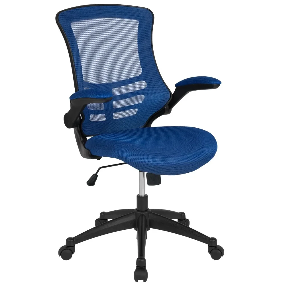 Mid-Back Blue Mesh Swivel Ergonomic Task Office Chair With Flip-Up Arms Freight Free Recliner Chaise De Bureaux Stool Furniture